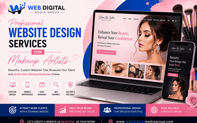 Professional Website Design Services for Makeup Artists by Web Digital Media Group